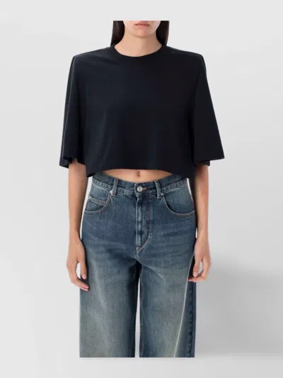 Isabel Marant Cropped T-shirt Short Sleeves In Black