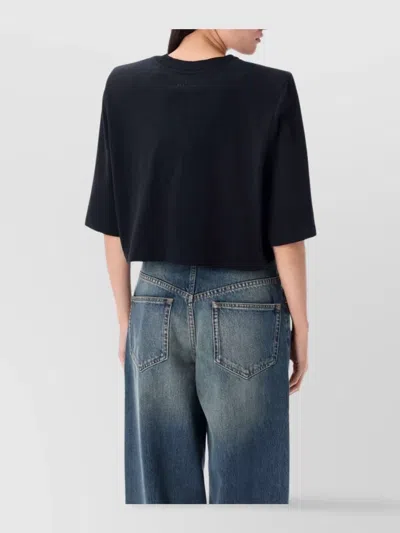 Isabel Marant Cropped T-shirt Short Sleeves In Black