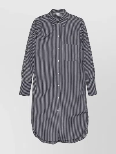 Totême Striped Shirtdress Cotton Chest Pocket Detail In Gray