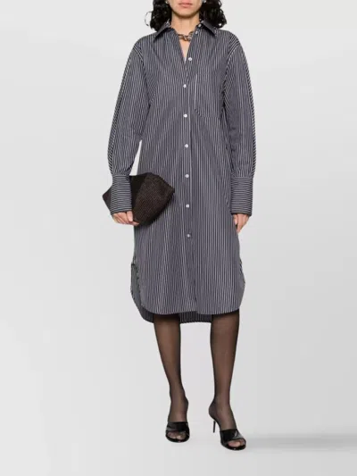 Totême Striped Shirtdress Cotton Chest Pocket Detail In Gray
