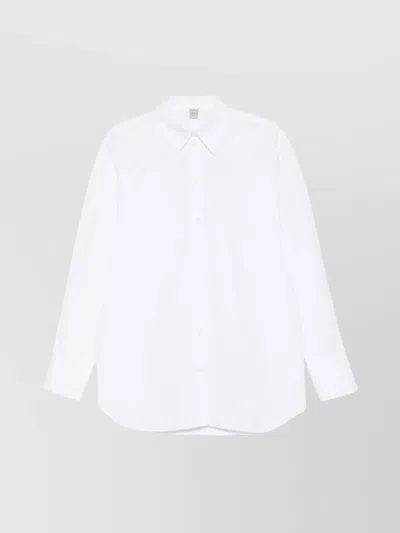 Totême Cotton Shirt With Collar And Curved Hem