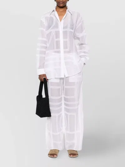 Totême Sheer Geometric Crochet Shirt With Long Sleeves