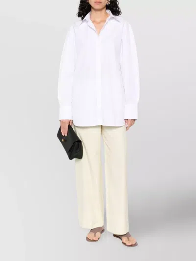 Totême Cotton Shirt With Collar And Curved Hem