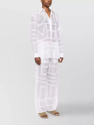 Totême Sheer Geometric Crochet Shirt With Long Sleeves