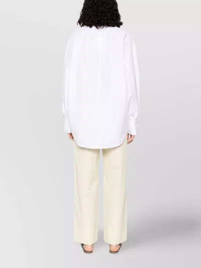 Totême Cotton Shirt With Collar And Curved Hem