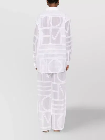 Totême Sheer Geometric Crochet Shirt With Long Sleeves