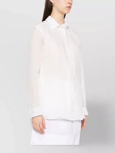 Totême Sheer Fabric Long Sleeve Top In White