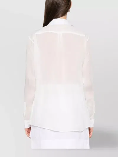 Totême Sheer Fabric Long Sleeve Top In White