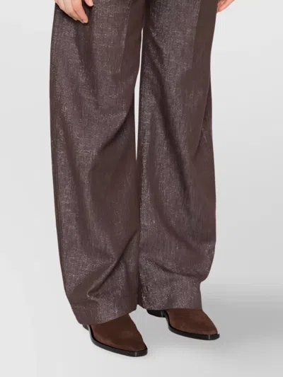 Brunello Cucinelli High Waist Wide Leg Trousers With Metallic Effect