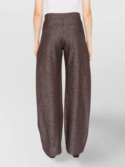 Brunello Cucinelli High Waist Wide Leg Trousers With Metallic Effect