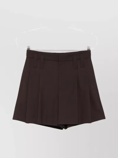 Brunello Cucinelli Wool Blend High Waist Pleated Shorts In Brown
