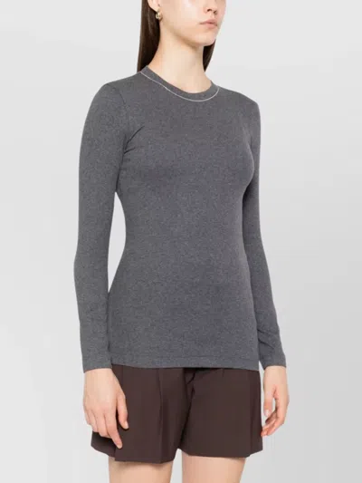 Brunello Cucinelli Cotton Crewneck Sweater Featuring Keyhole Detail
