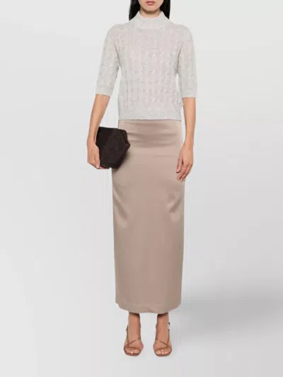 Brunello Cucinelli Cable Knit High Neck Jumper With Sequin Embellishments