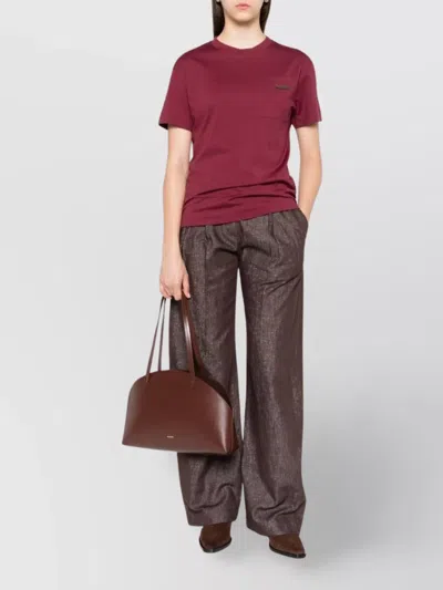 Brunello Cucinelli Crew Neck Cotton T-shirt With Chest Pocket In Red