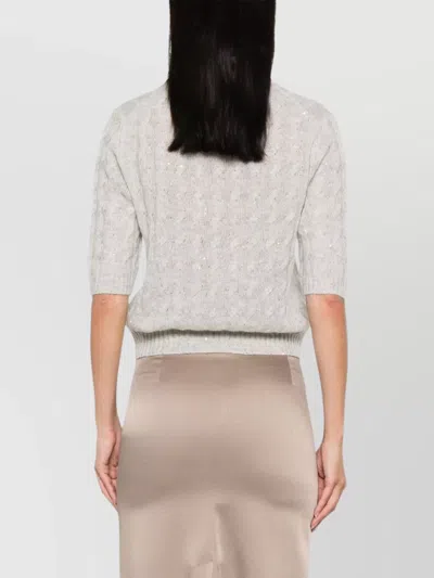 Brunello Cucinelli Cable Knit High Neck Jumper With Sequin Embellishments