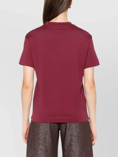 Brunello Cucinelli Crew Neck Cotton T-shirt With Chest Pocket In Red