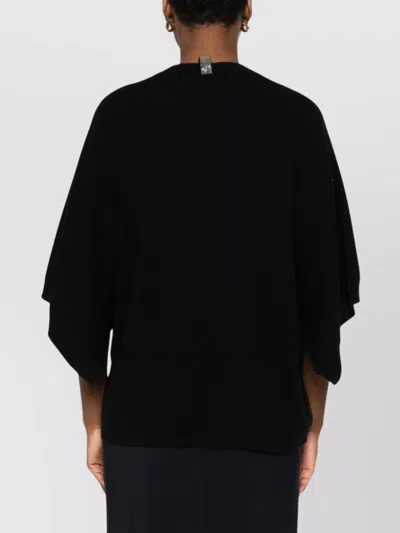 Fabiana Filippi Wool Blend Batwing Sleeve Top In Black