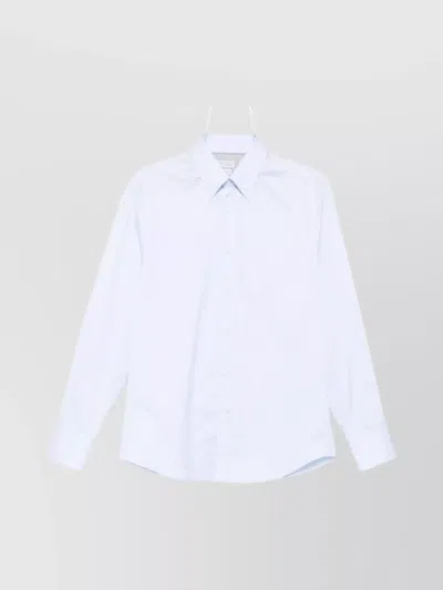 Brunello Cucinelli Cotton Shirt With Button-down Collar And Curved Hem In White