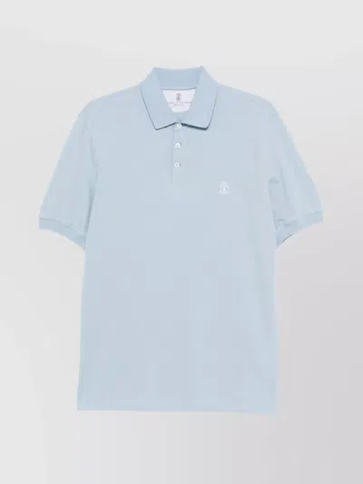 Brunello Cucinelli Polo Shirt With Soft Collar In Blue