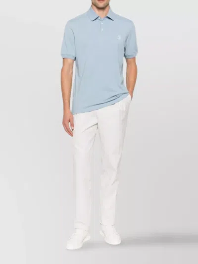 Brunello Cucinelli Polo Shirt With Soft Collar In Blue