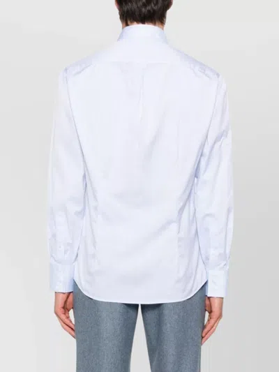 Brunello Cucinelli Cotton Shirt With Button-down Collar And Curved Hem In White