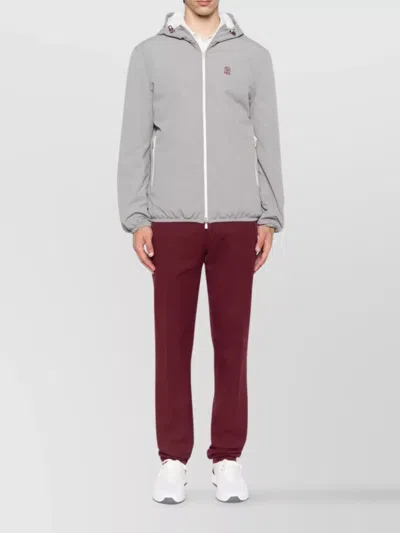 Brunello Cucinelli Nylon Jacket With Hood And Pockets In Gray