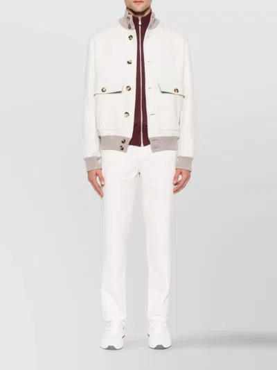 Brunello Cucinelli Cotton Trousers With Belt Loops And Rolled Cuffs