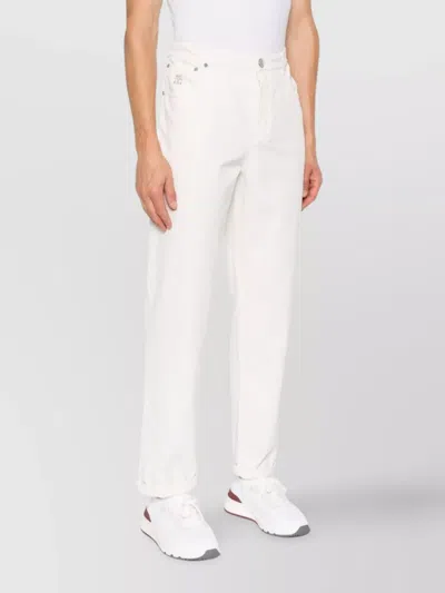 Brunello Cucinelli Cotton Trousers With Belt Loops And Rolled Cuffs
