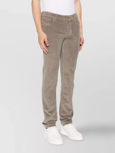 Jacob Cohen Slim Fit Trousers Belt Loops In Brown