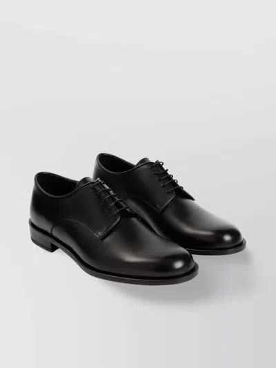 Giorgio Armani Almond Toe Lace-up Leather Shoes In Black