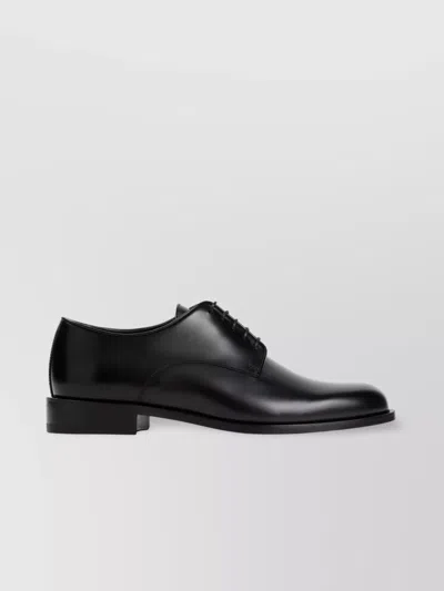 Giorgio Armani Almond Toe Lace-up Leather Shoes In Black