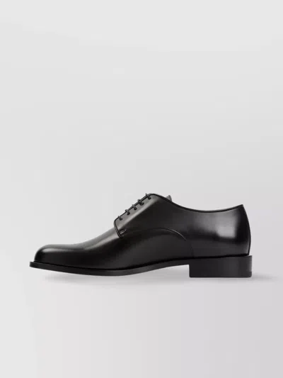 Giorgio Armani Almond Toe Lace-up Leather Shoes In Black