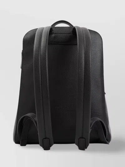 Giorgio Armani Grained Calf Leather Backpack Men In Black