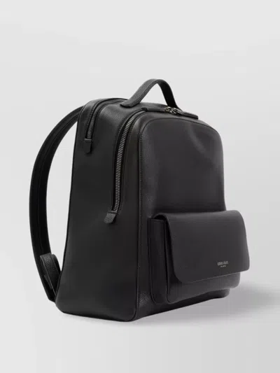 Giorgio Armani Grained Calf Leather Backpack Men In Black
