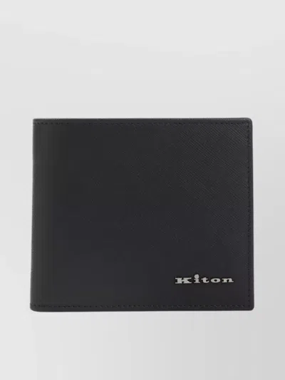 Kiton Logo-plaque Bi-fold Calf Leather Wallet In Black