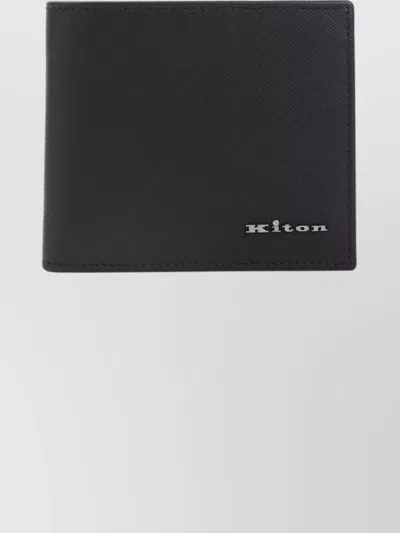 Kiton Logo-plaque Bi-fold Calf Leather Wallet In Black