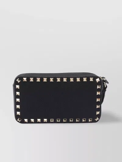 Valentino Rectangular Studded Clutch With Textured Surface