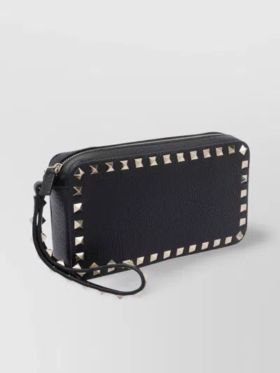 Valentino Rectangular Studded Clutch With Textured Surface