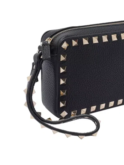 Valentino Rectangular Studded Clutch With Textured Surface