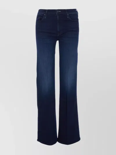 Mother Hustler Roller Sneak Slightly Flared Stonewashed Denim Trousers In Blue