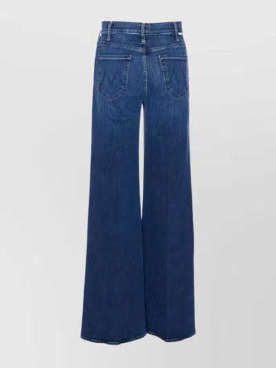 Mother Wide-leg Trousers With Elasticized Fit And Contrast Stitching In Blue