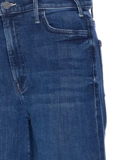 Mother Wide-leg Trousers With Elasticized Fit And Contrast Stitching In Blue