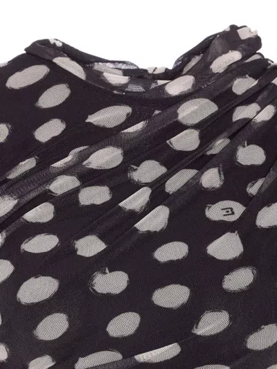 Liu •jo A Line Polka Dot Ruched Sleeveless Dress In Black
