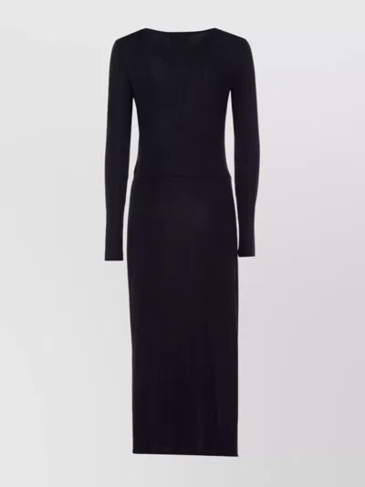 Isabel Marant Étoile Crewneck Long Sleeve Midi Dress With Ruched Detailing In Blue
