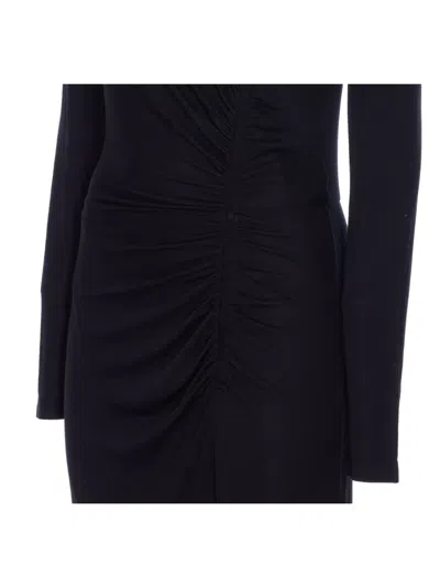 Isabel Marant Étoile Crewneck Long Sleeve Midi Dress With Ruched Detailing In Blue