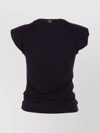 Liu •jo Crystal Embellished Cap Sleeve Ruched Top In Blue
