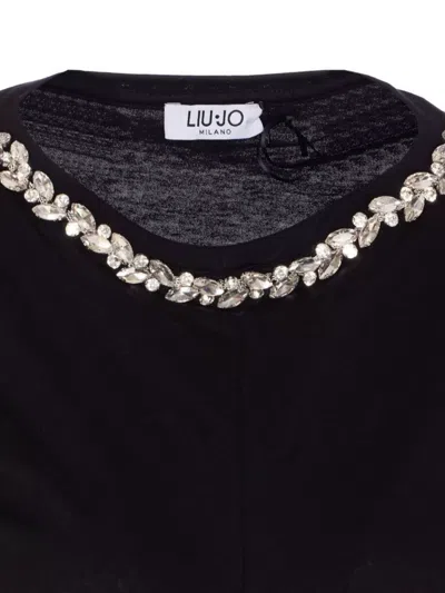 Liu •jo Crystal Embellished Cap Sleeve Ruched Top In Blue