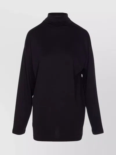 Lemaire Relaxed Mock Neck Long Sleeves Top In Black