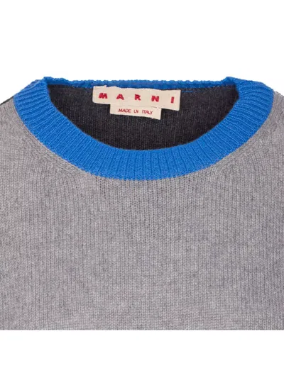 Marni Cropped Color-block Sweater With Round Neckline In Gray
