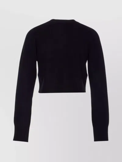 Loulou Studio Ribbed Crewneck Crop Knitwear With Long Sleeves In Black